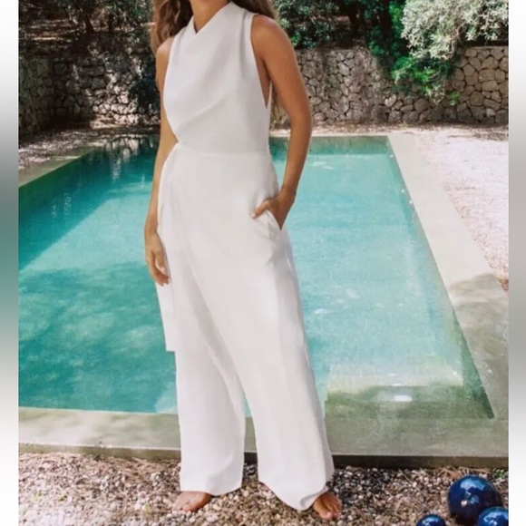 🌻NWT Zara White Sleeveless Wide-leg Wrap Jumpsuit - Picture 9 of 12